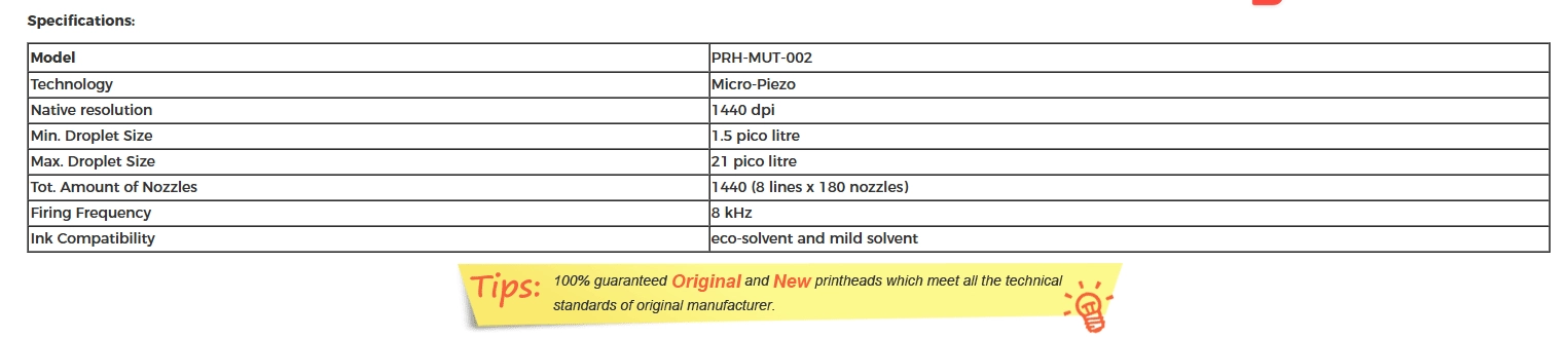 Mutoh VJ-1204 / VJ-1304 / VJ-1604 / VJ-1604W / VJ-1608 Printhead (DX5) - DF-49684