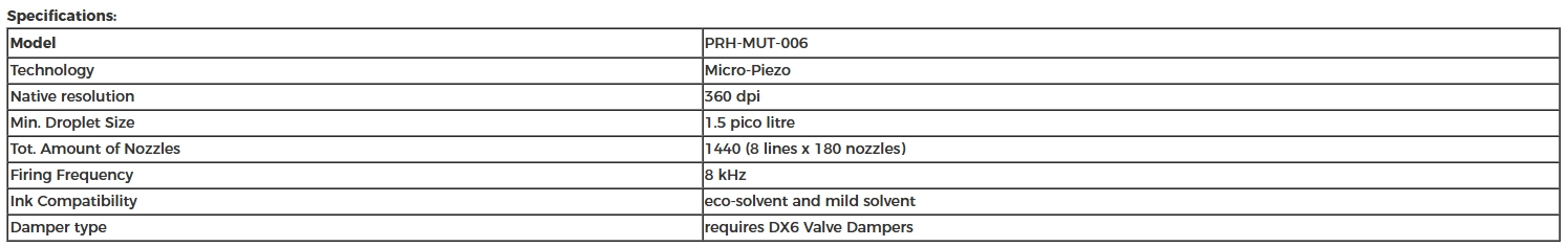 Mutoh VJ-1324 / VJ-1624 / VJ-1624W / VJ-1924W Printhead - DG-43988
