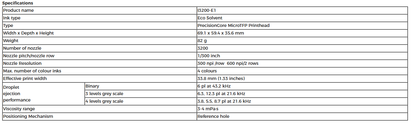 Epson I3200-E1 Eco Solvent Printhead
