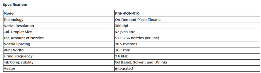 Konica KM512 LH 42PL UV Printhead