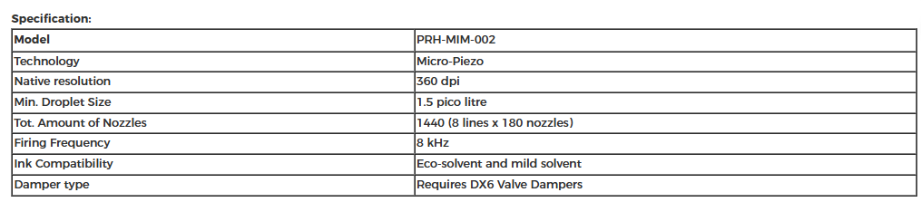 MIMAKI JV34 / TS34 Printhead - M010792