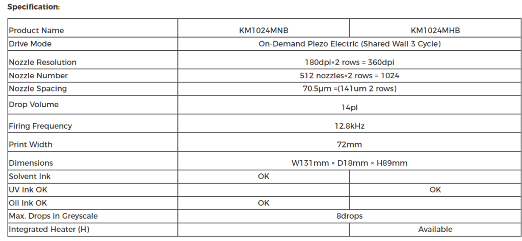 Konica KM1024 MHB 14PL UV Printhead